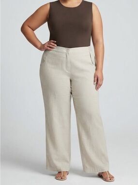 PENNINGTONS Cream Linen Blend Pants Size 28